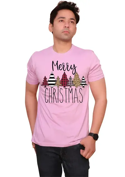 CLOUDHUT Christmas Printed Pure Cotton Round Neck Half Sleeve Tshirt for Men's and Women's.