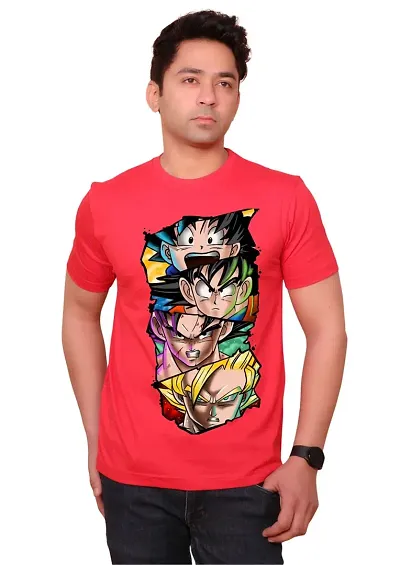 FACTALE All Goku Printed Round Neck Cotton Regular Fit Tshirt for Men & Women's