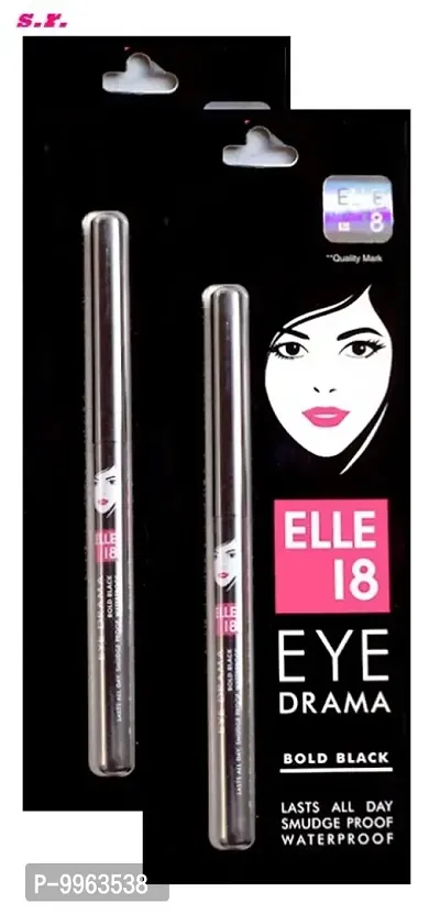 Elle 18 Eye Drama Kajal, Super Black, Smudgeproof  Waterproof, 0.35 G Pack Of 2-thumb0