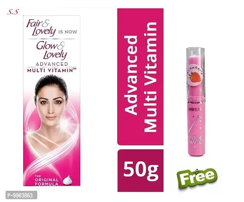 Glowing Lovely Whitening Cream 50Gm Pack Of 1 With Pink Magic Lip Balm 01