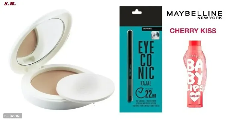 Radiance Complexion Compact  + EYECONIC KAJAL DEEP BLACK + CHERRY KISS LIP BALM