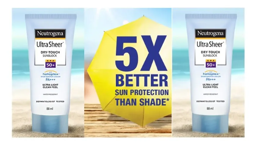 Neutrogena Ultra sheer Sunscreen, SPF 50+, Ultra light, for oily and dry skin 88ml pack of 2