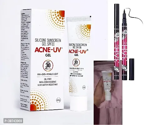 Acne-UV Sunscreen gel with Broad Spectrum UVA/UVB Protection | Oil Free | Gel SPF 30 , 60 g  With 36 h eyelinear