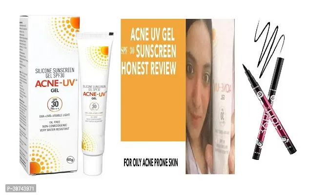 IPCA Acne-UV Sunscreen gel with Broad Spectrum UVA/UVB Protection | Oil Free  Water Resistant | Gel SPF 30  With 36 h eyelinear