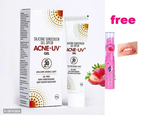 Acne-UV Sunscreen gel with Broad Spectrum UVA/UVB Protection | Oil Free | Gel SPF 30 With Pink magic lipbalm