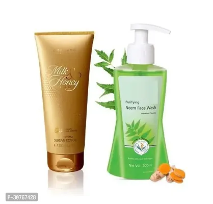 get now neem purifying facewash 200ml + milkhoney soothing skin body scrub 200ml-thumb0