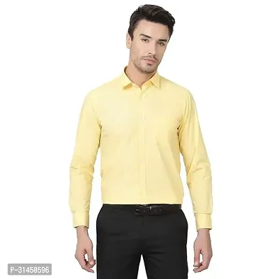 Reliable Yellow Cotton Blend Solid Long Sleeves Casual Shirt For Men-thumb0