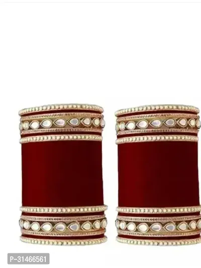 Elegant Maroon Glass American Diamond Bangles/ Bracelets For Women Pack of 68