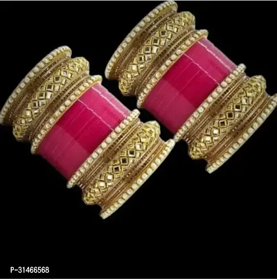 Elegant Pink Plastic Pearl Bangles/ Bracelets For Women Pack of 52-thumb0