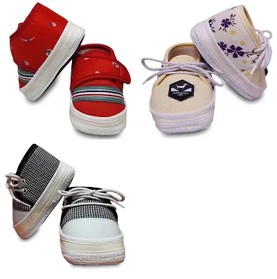 Tavish Baby Boy's and Girl's Canvas Shoes with Super High Grade Material (3-12 Months) - Pair of 3