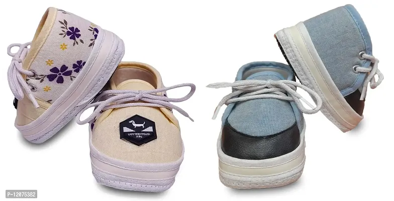 Tavish Baby Boy's and Girl's Canvas Shoes with Thick Dotted Sole (3-12 Months) - Pair of 2