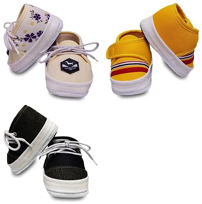 Tavish Baby Boy's and Girl's Canvas Shoes with Super High Grade Material (3-12 Months) - Pair of 3