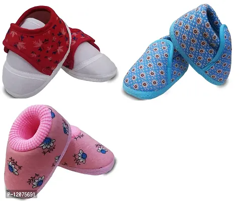 Tavish Candy Baby Boy's and Girl's Canvas Shoes with Anti-Slip Sole (3-12 Months) - Pair of 3