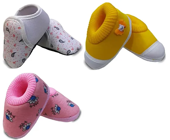Tavish Candy Baby Boy's and Girl's Canvas Shoes with Anti-Slip Sole (3-12 Months) - Pair of 3