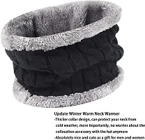 Airproof Mens Woolen Knitted Cap with Neck Muffler/Neckwarmer (Free Size) Black-thumb1