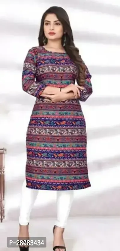 Stylish Multicoloured Crepe Printed Kurta For Women-thumb0