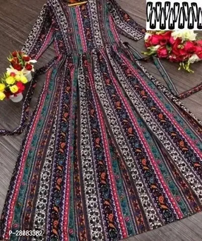 Stylish Multicoloured Crepe Printed Kurta For Women-thumb0