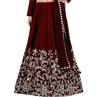 Maroon Taffeta Satin Heavy Embroidered Kids Girls Traditional Semi Stitched Lehenga Choli_(Comfortable To 8-13 Years Girls)_Free Size.-thumb2