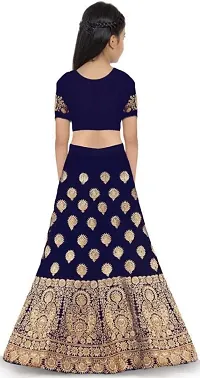 Harshiv Creation Blue Heavy Embroidered Kids Girls Semi Stitched Lehenga Choli_(Suitable To 3-15 Years Girls).-thumb1