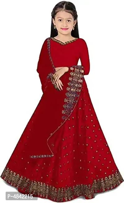 Harshiv Creation Girls Satin Latest Designer Wedding Wear Semi Stitched Lehenga Choli-thumb0