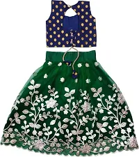 Girls Green Net Latest Designer Party Wear Full Stitched Lehenga Choli_(Its Comfortable To 3-7 Years Girls)-thumb1