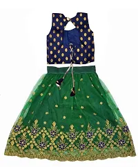 Green Net Latest Designer Girls Wedding Wear Full Stitched Lehenga Choli_(Its Comfortable To 3-8 Years Girls)-thumb1