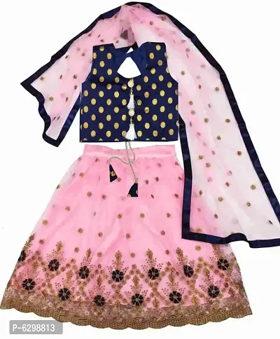Baby Pink Net Embroidered Gorgeous Girls Designer Stitched Lehenga Choli_(Suitable To 3-8 Years Girls)