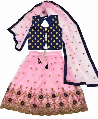 Kids Girls Stitched Lehenga Choli Dupatta Sets
