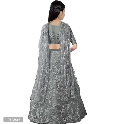 Grey Latest Designer Girls Semi Stitched Wedding Wear Lehenga Choli_(Comfortable To 3-15 Years Girls)Free Size-thumb2