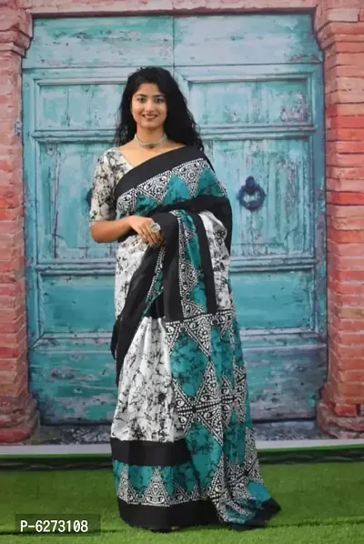 Classic Cotton Printed Saree with Blouse piece-thumb0