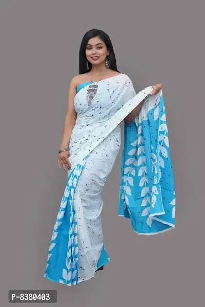 Classic Cotton Printed Saree with Blouse piece-thumb0