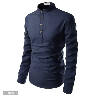 EDINWOLF Cotton Men's Casual Shirt - Dark Blue (42)-thumb4