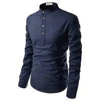 EDINWOLF Cotton Men's Casual Shirt - Dark Blue-thumb3