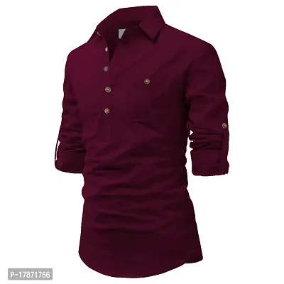 cotton kurta maroon-thumb0