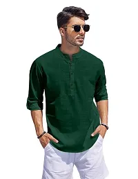 Classic Cotton Solid Short Kurta for Men-thumb2