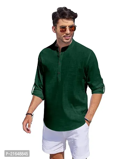 Classic Cotton Solid Short Kurta for Men-thumb4