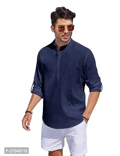 Classic Cotton Solid Short Kurta for Men-thumb2