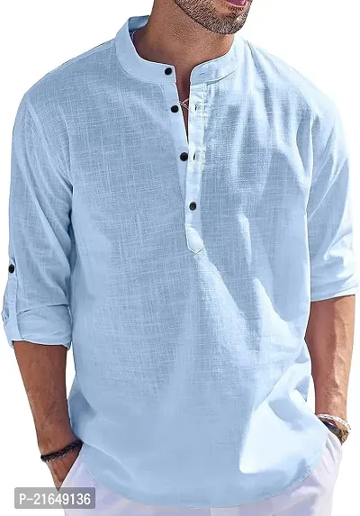 Classic Cotton Solid Short Kurta for Men-thumb0