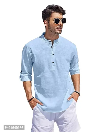 Classic Cotton Solid Short Kurta for Men-thumb3