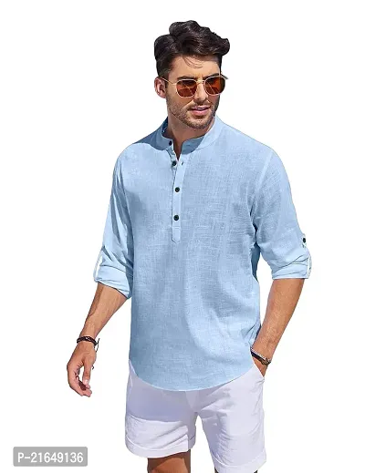 Classic Cotton Solid Short Kurta for Men-thumb4