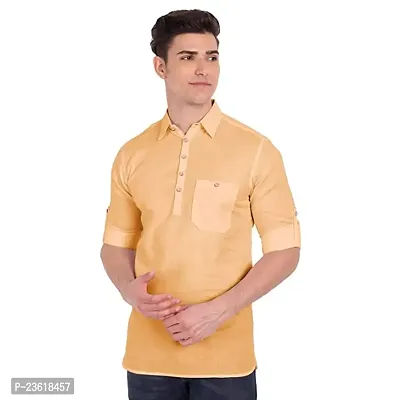 Classic Cotton Solid Short Kurta for Men