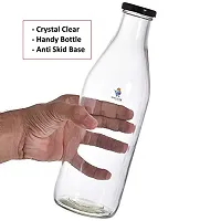 MACHAK Glass Bottle Set For Water Milk with Air Tight Cap, 1 Litre, Black-thumb1