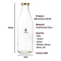 Machak Milk, Water Bottle Glass Bottle with Air Tight Cap, 500 ml, Clear (4)-thumb4