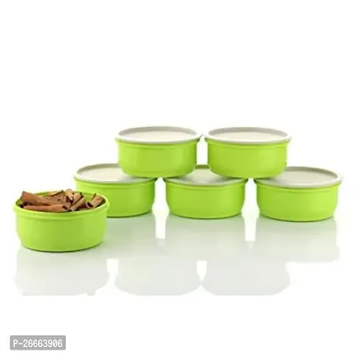 Machak Round Plastic Containers Set for Kitchen with Lid Airtight, Set of 6 (650ml) (Chartreuse)-thumb0