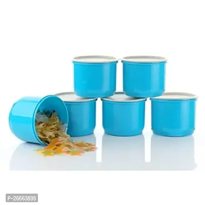 Machak Round Plastic Containers Set for Kitchen with Lid Airtight, Set of 6 (1250ml) (Blue)