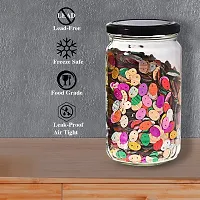 MACHAK Round Glass Jar Storage Container with Airtight Black Metal Cap Set of 3, 800 ml,Clear-thumb4