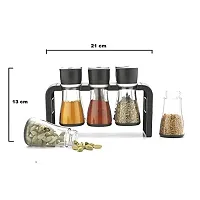 Slings 6 Pc Multipurpose Kitchen Spice Rack, Dining Table Spice Jar, Black-thumb1