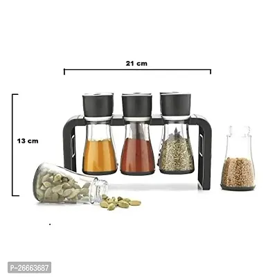 Slings 6 Pc Multipurpose Kitchen Spice Rack, Dining Table Spice Jar, Black-thumb2