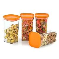 Machak Unbreakable Air Tight Kitchen Storage Container Set | BPA-Free | Cereals | Snacks | Stackable | Modular, 1100 Ml, 6 Pieces (Orange)-thumb4