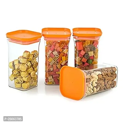 Machak Unbreakable Air Tight Kitchen Storage Container Set | BPA-Free | Cereals | Snacks | Stackable | Modular, 1100 Ml, 6 Pieces (Orange)-thumb5